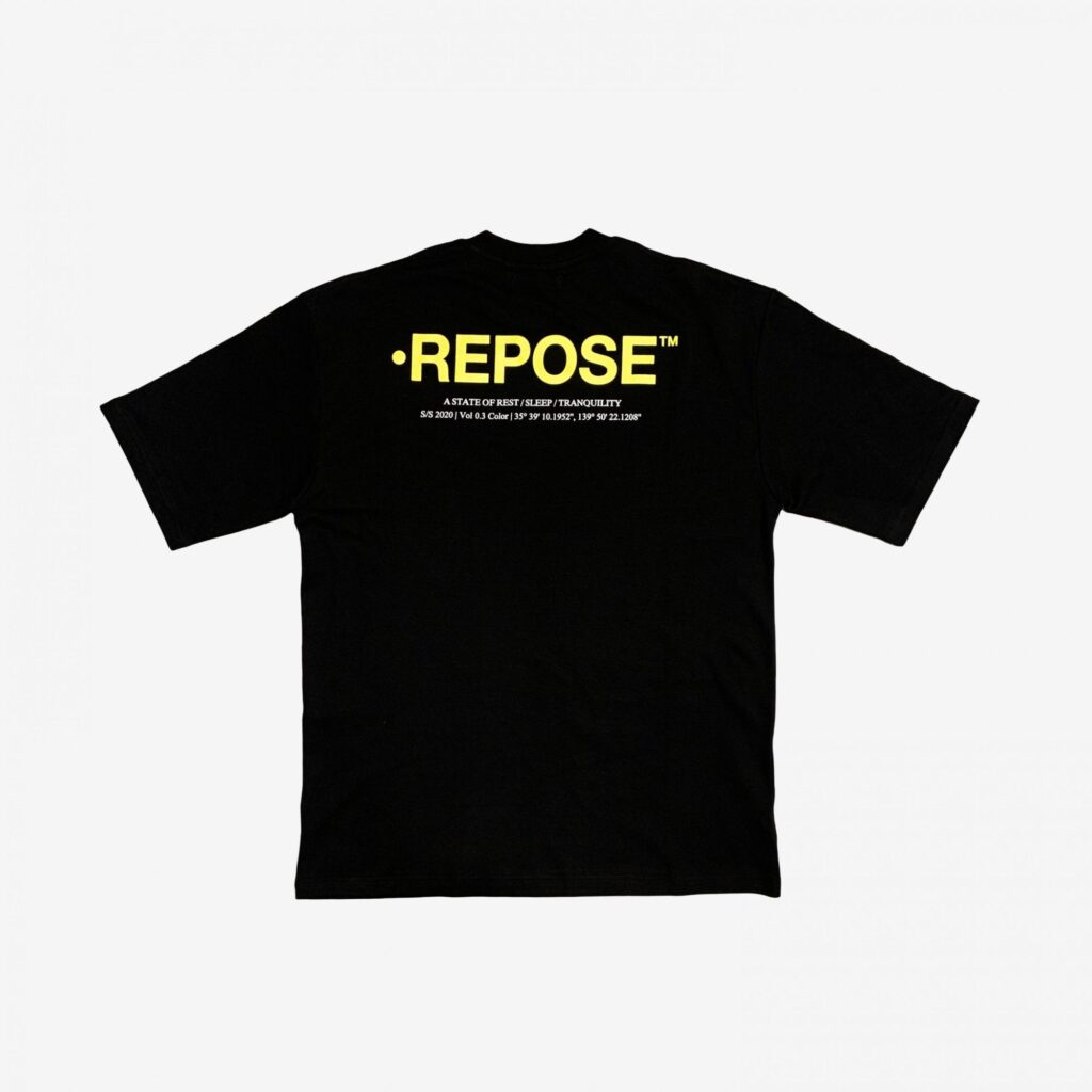REPOSE Yellow Logo Black Tee Back