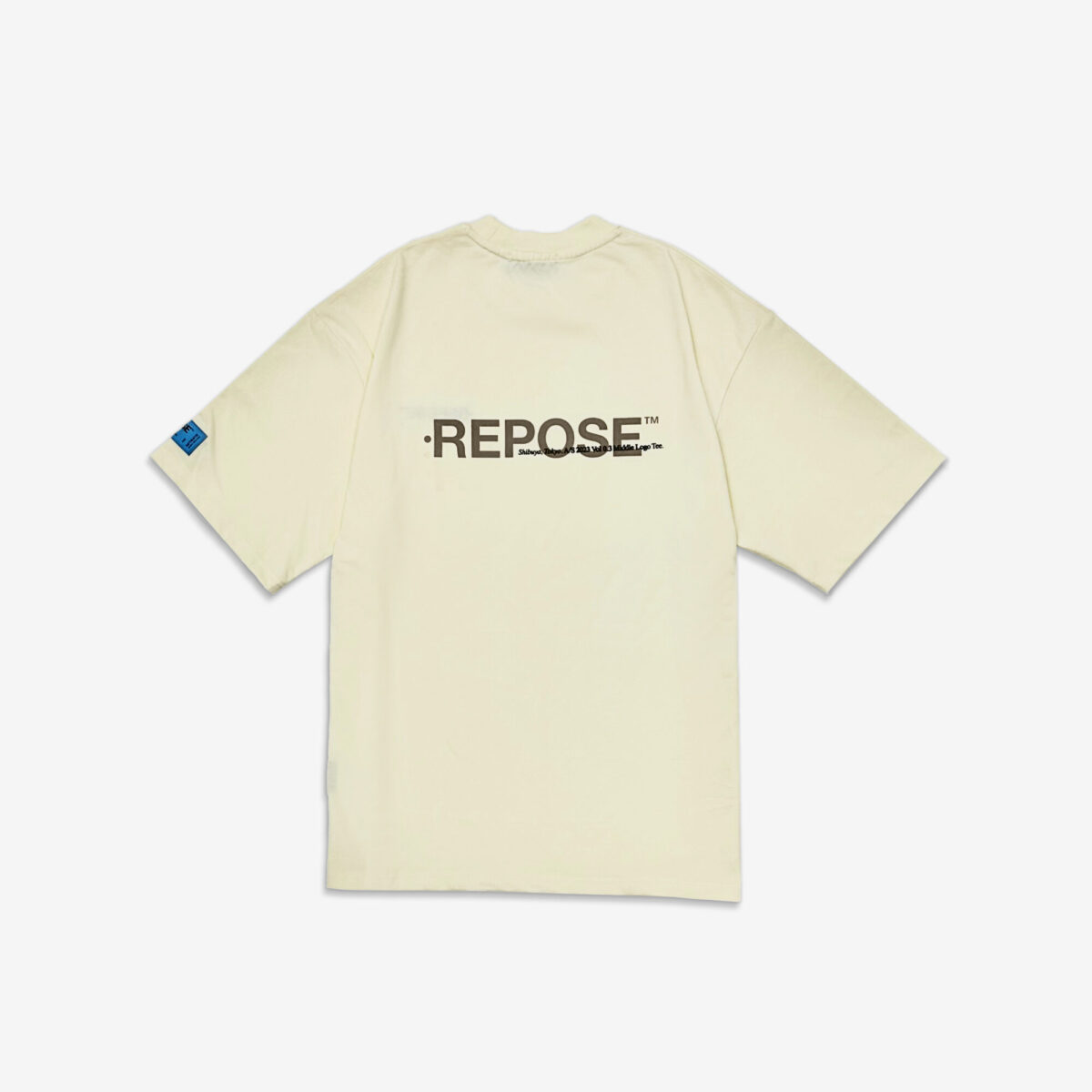 REPOSE Middle Logo Cream White Tee