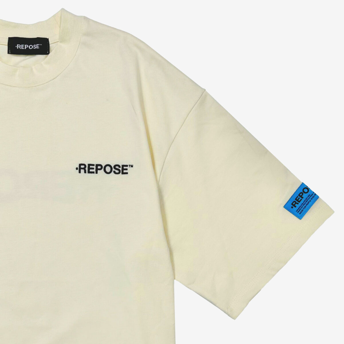 REPOSE Middle Logo Cream White Tee