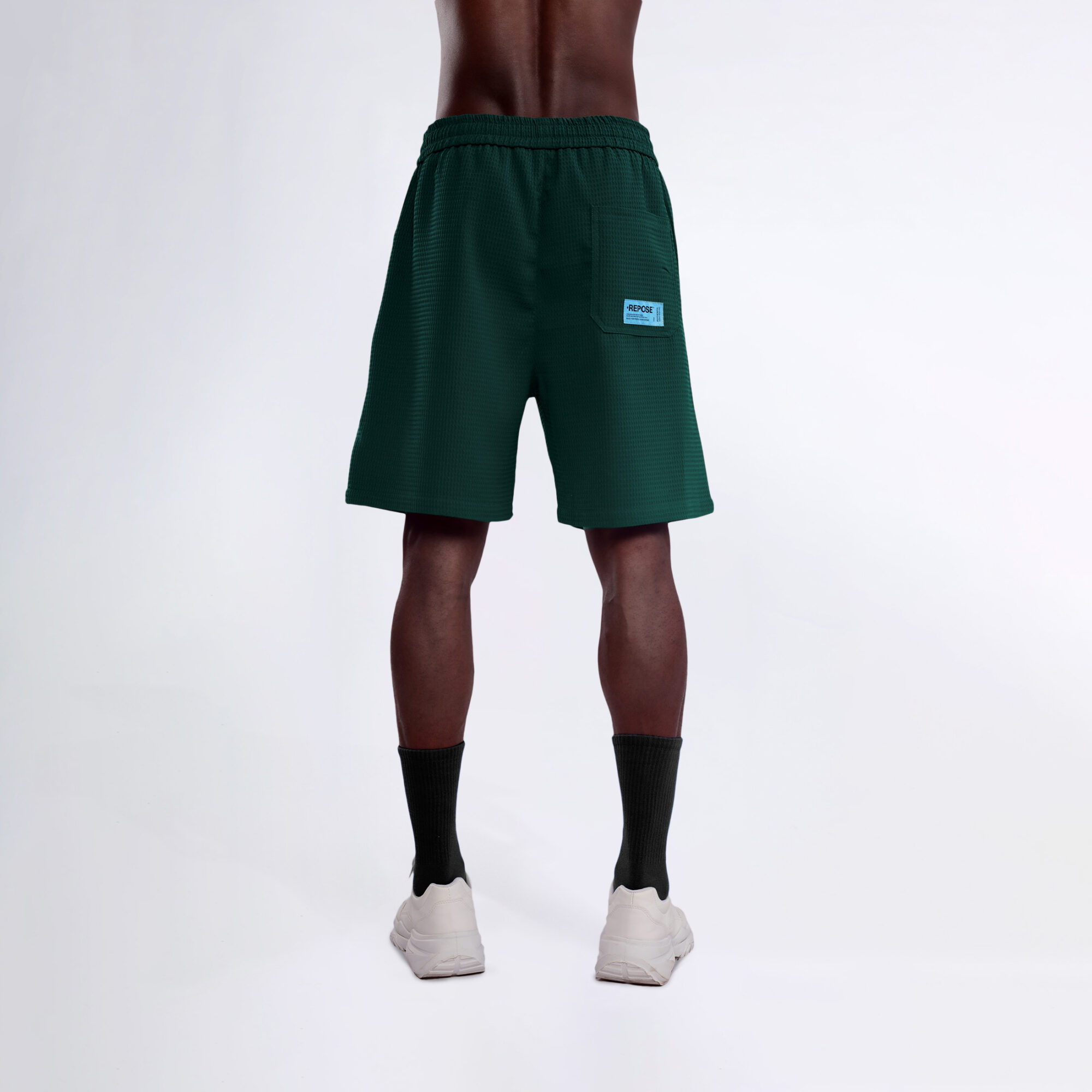 REPOSE Waffle Pine Green Shorts