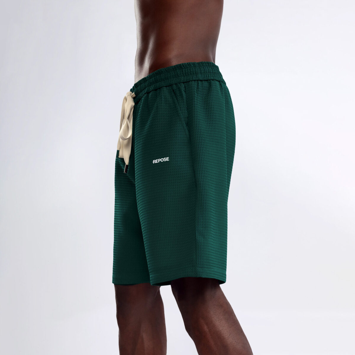REPOSE Waffle Pine Green Shorts