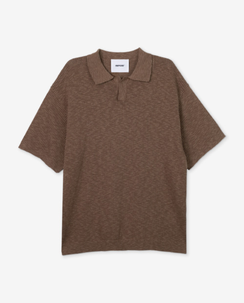 REPOSE Knitted Taupe Polo Shirts